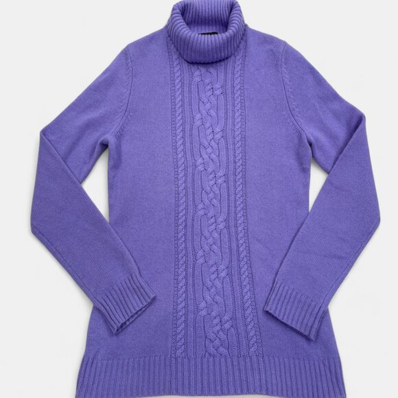 Lord & Taylor Women's Purple Cashmere Turtleneck Long Sleeve Sweater Small - Picture 1 of 7